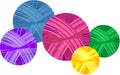 Colorful yarn balls on white background