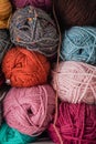 Colorful yarn skeins close up, stacked Royalty Free Stock Photo