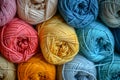 Colorful yarn skeins neatly arranged