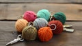Colorful yarn wrapped keychains