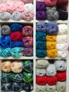 Colorful yarns of wool for knitting in shop