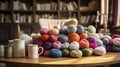 Colorful Yarns and Needles Beckon Novices to Knit Their First Cozy Creation. generative AI