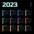 Colorful Year 2023 calendar. Square vector calendar. template, simple and clean design.