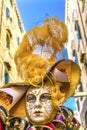 Yellow Carnival Mask Venice Italy