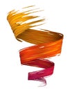 Colorful yellow, orange and red 3D brush paint stroke