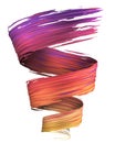 Colorful yellow, red and magenta 3D brush paint stroke swirl