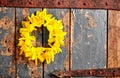 Colorful yellow spring wreath of daffodils