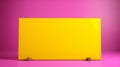Colorful Yellow Square Cashmere Sign Mockup On Fuchsia Background
