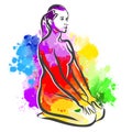 Colorful Yoga drawing - Vajrasana Pose