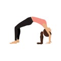 Colorful yoga woman upward bow pose