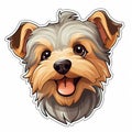 Colorful Yorkshire Terrier Face Decals: Playful Caricature With Detailed Shading