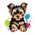 Colorful Yorkshire Terrier Paw Prints - High-quality Drawing