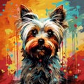Colorful Yorkshire Terrier: Pixel Perfect Digital Art With Neon Realism
