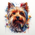 Colorful Yorkshire Terrier Portrait In Kerem Beyit Style