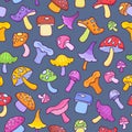 Colorful youth pattern with cartoon mushrooms