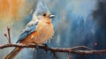 Colorful Zbrush Painting Of A Blue Bird On A Branch Royalty Free Stock Photo