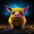 Colorful Zbrush Pig Sculpture With Intricate Hatching And Shiny Eyes Royalty Free Stock Photo
