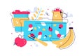 Colorful Zero Waste lunch vector flat illustration