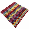 Colorful Zigzag Patterned Woven Blanket on White Background image photo Royalty Free Stock Photo