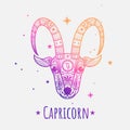 Colorful zodiac sign capricornvector lineart. Easy to recolor.
