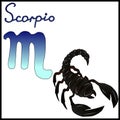 Colorful zodiac sign Scorpio, vector hand drawn illustration on white background Royalty Free Stock Photo