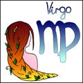 Colorful Zodiac sign Virgo, vector hand-drawn illustration isolated on white background Royalty Free Stock Photo