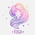 Colorful zodiac sign virgo vector lineart. Easy to recolor.