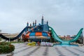 Colorful zone with water slides in aqua park Royalty Free Stock Photo