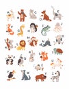 Colorful zoo alphabet with cute animals set. Cartoon letters from A to Z for children isolated vector illustration collection Royalty Free Stock Photo