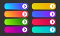 Set of eight modern gradient buttons with arrows