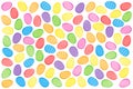 Colorful Easter eggs background, numerous easter eggs over white