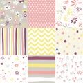 Spring, easter patterns. Vector seamless backgrounds.