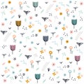 Cute pastel floral pattern. Vector hand drawn illustration. Royalty Free Stock Photo