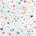 Happy valentines day greeting card on abstract background, colorful hearts pattern Royalty Free Stock Photo