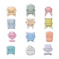 Colorfull armchairs vector isolated icons set Royalty Free Stock Photo