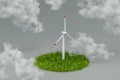 colorfull infinite background miniature windmill sustainablity renewable energy concept on gras 3d illustration Royalty Free Stock Photo