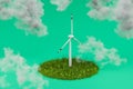 colorfull infinite background miniature windmill sustainablity renewable energy concept on gras 3d illustration Royalty Free Stock Photo