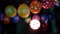 Colorfull ballons in night occassion birthday beautifull decoration Royalty Free Stock Photo