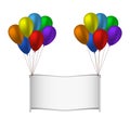 Colorfull balloons and banner on white background Royalty Free Stock Photo