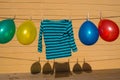 Colorfull balloons on a washing line Royalty Free Stock Photo