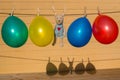 Colorfull balloons on a washing line Royalty Free Stock Photo