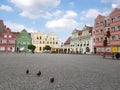 Colorfull buildings around market in Bytom Odrzanski, Poland