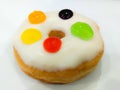 Colorfull crea donuts wiht 5 colored cream Royalty Free Stock Photo