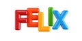 Isolated colorfull 3d Kid Name balloon font Felix