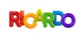 Isolated colorfull 3d Kid Name balloon font Ricardo