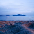 Colorfull dawn over the sea. Nature composition. Nobody on beach evening