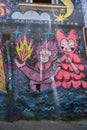 Colorfull Facade Street art graffiti in Valparaiso Chile colorfull Royalty Free Stock Photo
