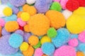 Colorfull fluffy balls background. Pile of colorfull fluffy balls. Creative textile balls pattern Royalty Free Stock Photo