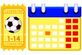 Colorfull football soccer ticket calendar set.