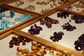 Colorfull Gemstones on wooden Display Royalty Free Stock Photo